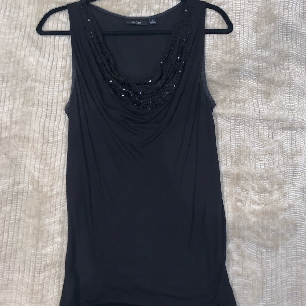 APT 9 Black Sequins Blouse